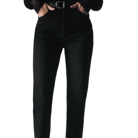 Zara CORE DENIM Trafaluc Collection Jeans Womens Euro Sz 40 BLACK Straight Slim - Picture 1 of 16